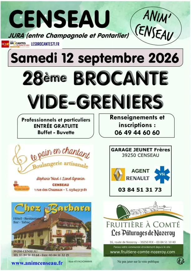 Brocante Censeau 39 | Brocante 39 - Vide-Grenier 39 - Puces 39
