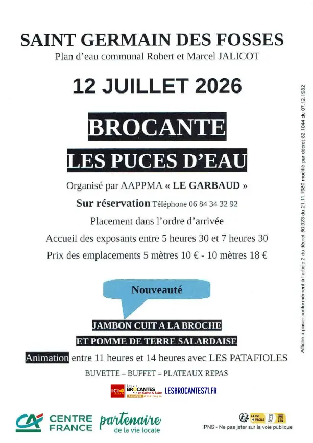 Les Puces d'eau Saint Germain des Fossés 03 | Brocante 03 - Vide-Grenier 03 - Puces 03