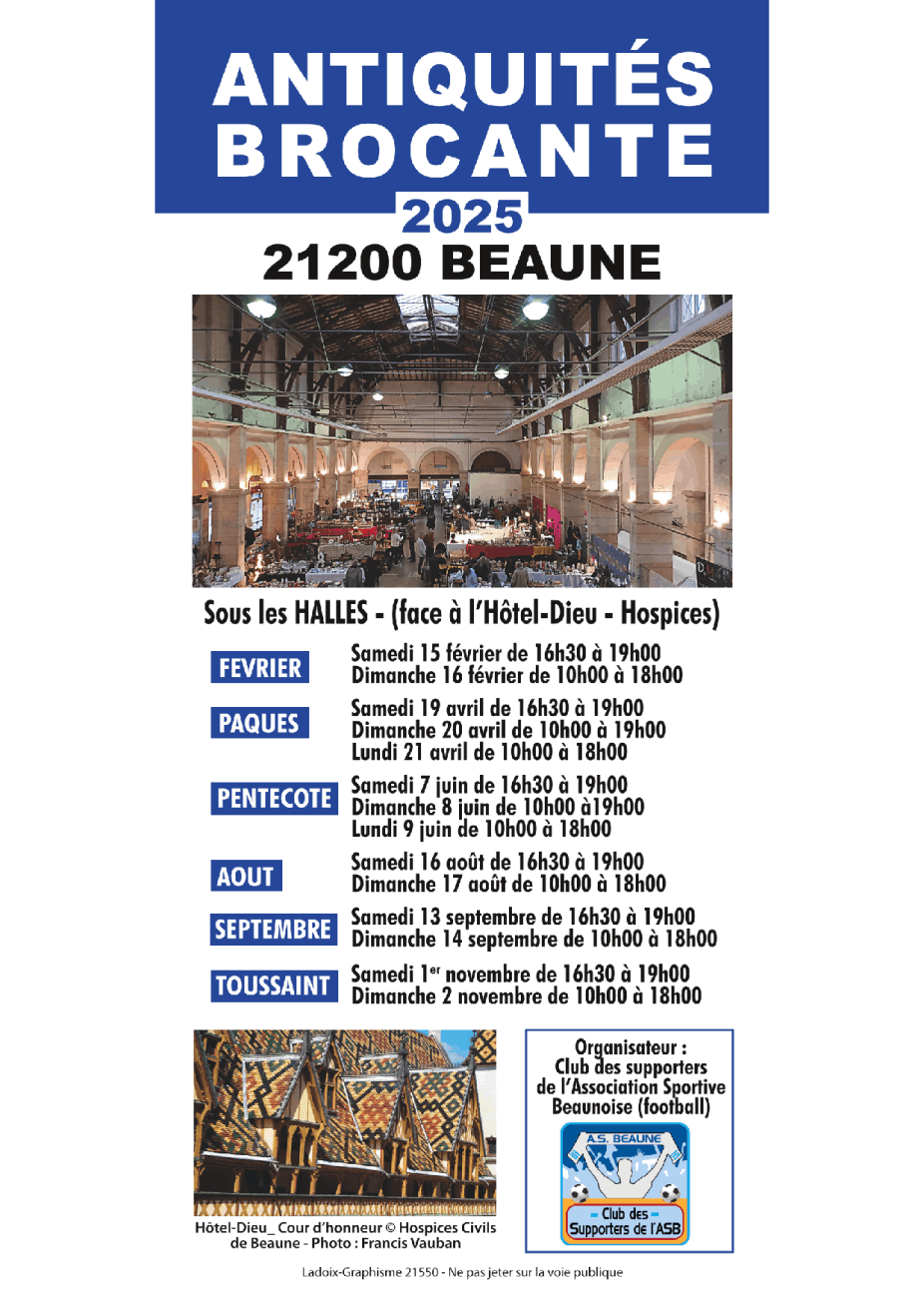 Antiquités Côte d'Or 21 - Les Halles de Beaune - Beaune 21  | Brocante 21 - Vide-Grenier 21 - Puces 21