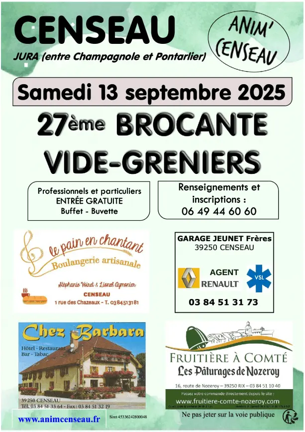Brocante 39 - Censeau 39 | Brocante 39 - Vide-Grenier 39 - Puces 39