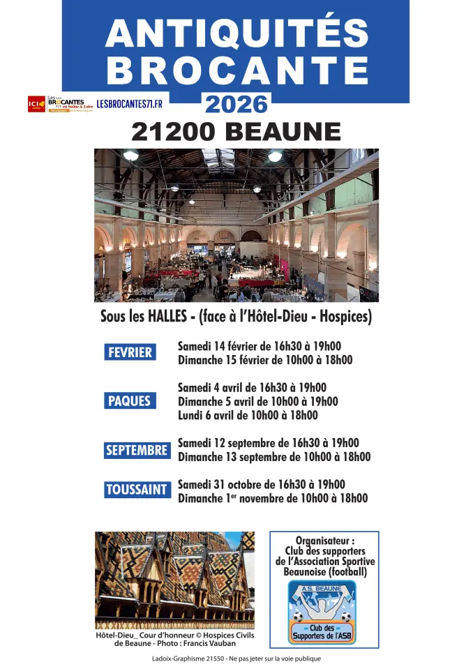 Antiquités Côte d'Or 21 - Les Halles de Beaune - Beaune 21  | Brocante 21 - Vide-Grenier 21 - Puces 21